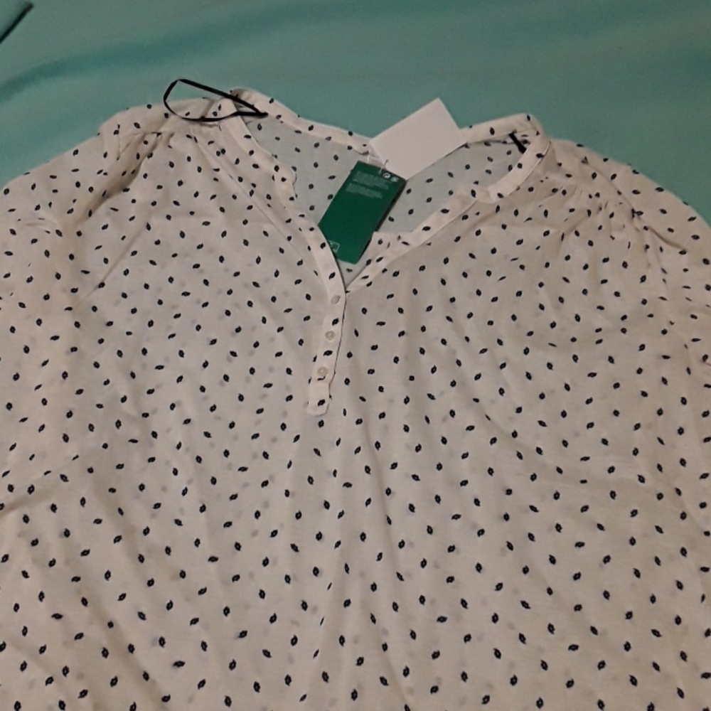 White shirt with blue details